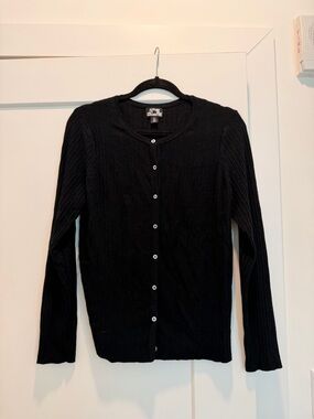 Future Collective Black Ribbed Button Cardigan